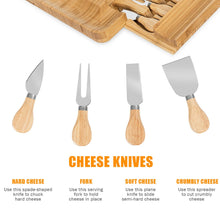 Load image into Gallery viewer, Bamboo Cheese Board & Knife Set